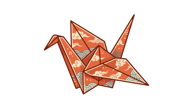 Vector Pinocut An elegant origami crane with detailed pattern design.