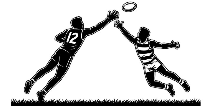 Contested Catch Interception American Football Silhouette