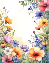 Fototapeta premium A vibrant floral arrangement border with colorful flowers