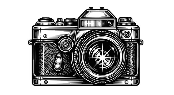 Vector Pinocut Illustration of a vintage camera, showcasing intricate details.