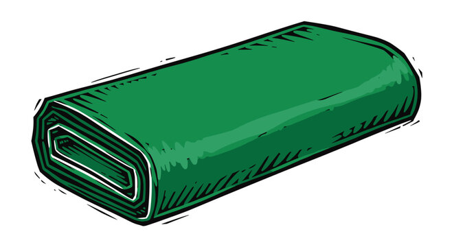 Vector Pinocut Green fabric roll illustration.