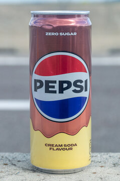 Pustynia, Poland - April 18, 2026: Pepsi zero sugar cream soda flavour.