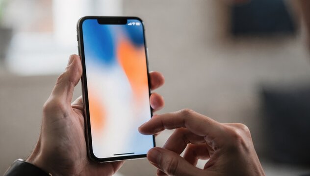 Medium shot showing a closeup of a mobile apps confirmation screen for thawing a credit freeze the users fingers poised to tap while the background is intentionally blurred.