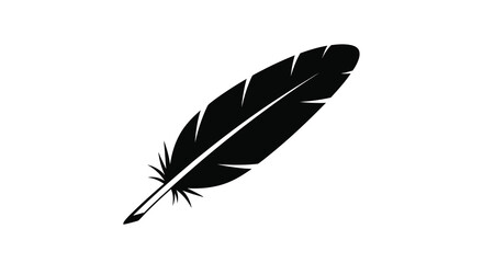 Obraz premium Feather silhouette on a white background simple black design