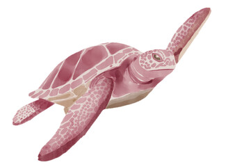 Pink Sea Turtle Swimming Watercolor Illustration for Marine Ocean Aquatic Animal Clipart Bundle © grabit drawings