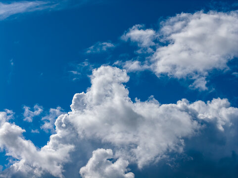 Dramatic Blue Sky and White Clouds Over British Columbia &mdash; Cloudscape Photography for Backgrounds and Nature