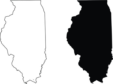 Illinois state map shapes Vector