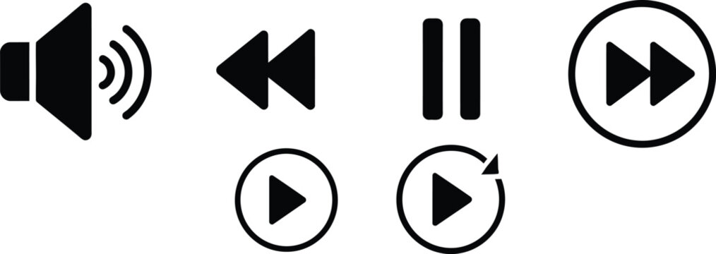 Media player control icons Vector