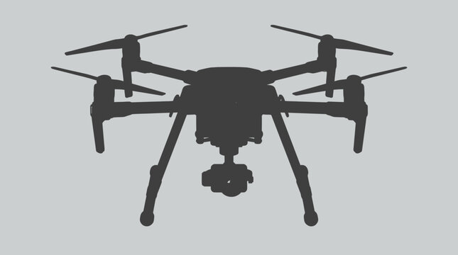 Silhouette of a modern drone with camera gimbal technology for aerial photography and videography