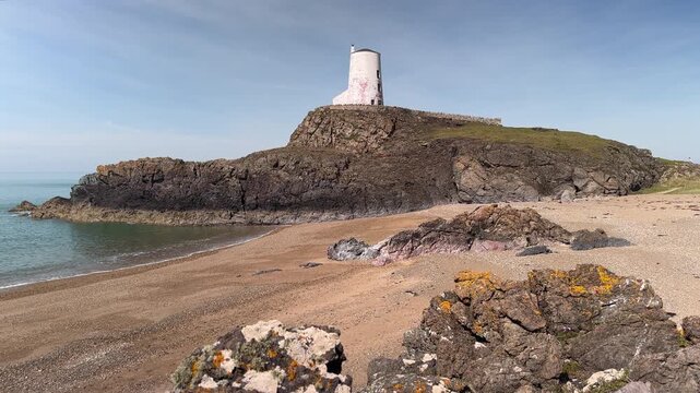 Twr Mawr Lighthouse at Ynys Llanddwyn Island, Anglesey, North Wales, United Kingdom