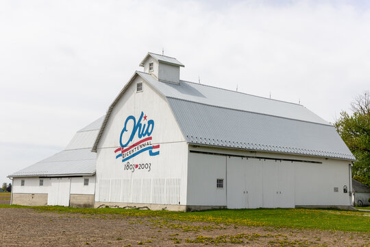 Bono, OH - April 27, 2026:  Barn in Ohio painted with Ohio Bicentennial on the side