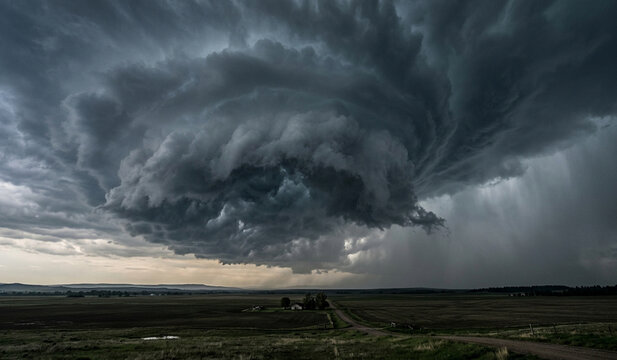 Moody gray sky filled with thick, dark storm clouds building up in the atmosphere, creating a dramatic and powerful weather scene suggesting an incoming storm.
