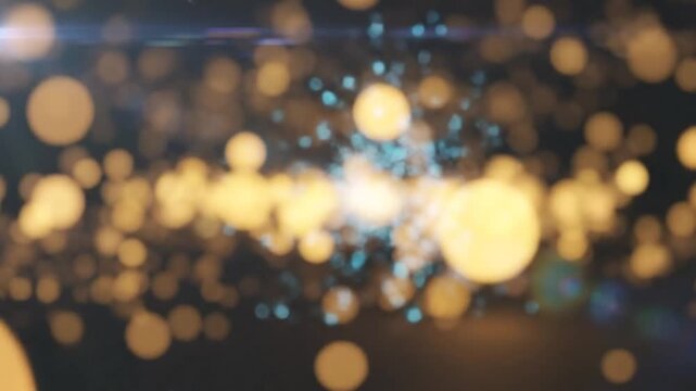Abstract shimmering golden particles background with dynamic light effects, bokeh and lens flare for artistic visual projects