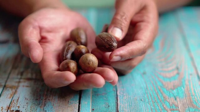 Pangium edule (Kepayang, pangi, kaloa, keluak, kluwek, football fruit). The seeds are poisonous and in Indonesia are used as a cooking spice.