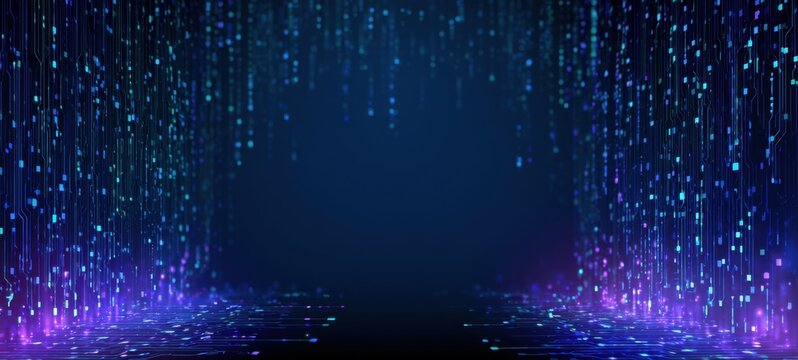 a wide, dark blue background with an intricate circuit board pattern on both the left and right sides, extending from top to bottom Generative AI