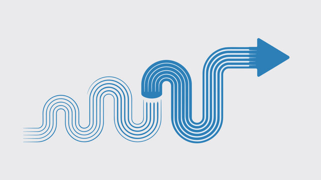 S-curve blue arrow roadmap graphic &ndash; Perfect for corporate milestones, career path blogs, or progress tracking tools.