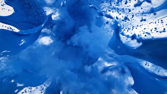 Vibrant Blue Paint Explosion Captured in Slow Motion.