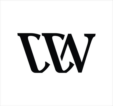 ccw cc cw wc w c letter logo design. Minimal monogram emblem, classic style  Alphabet vector logo design. Premium Business logo, White background