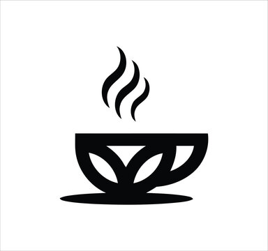 Coffee shop logo. Retro badge coffee bean and leaf branch with mountain natural icon line stamp logo vector design in vintage hipster modern style, premium coffee shop bar brand symbol icon.
