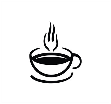 Coffee shop logo. Retro badge coffee bean and leaf branch with mountain natural icon line stamp logo vector design in vintage hipster modern style, premium coffee shop bar brand symbol icon.
