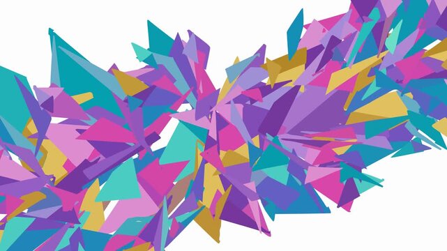 Dynamic abstract concept of an exploding array of vibrant geometric shards, showcasing a modern art composition with colorful crystal-like fragments