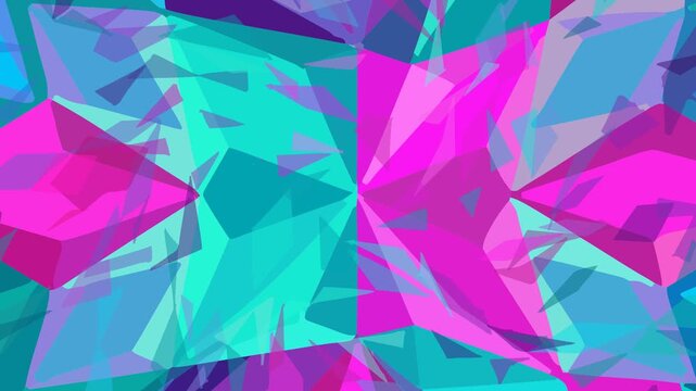 Abstract Geometric Pattern of Vibrant Teal and Magenta Crystal Facets - A Dazzling Display of Light and Color