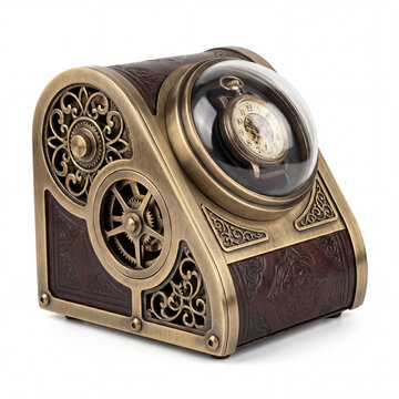 Ornate wristwatch winder for mechanical watches, brushed metal and leather design, pure craftsmanship