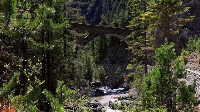 the famous landwasser river in graubuenden switzerland 4k video