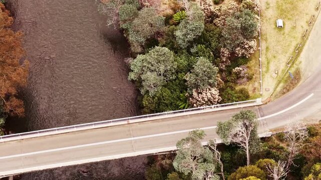 Bridge on Lyell highway at Tarraleah hydro park Tungatinah power station in Tasmania.