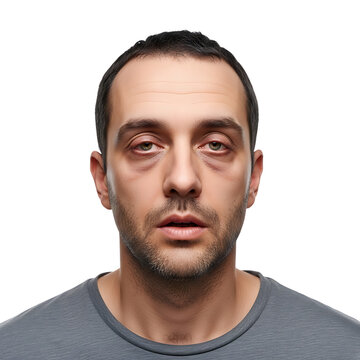 A close-up portrait of a man showing a puzzled expression on his face indoors.