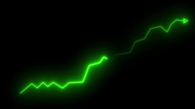 Global business line animation. Abstract glowing neon line business graph growth arrow to down.Glowing neon light animated traffic directional arrows sign. Left arrow .