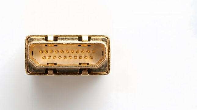 DVI connector for data transmission and connection hardware detail, copy space, semiconductor extreme close-up