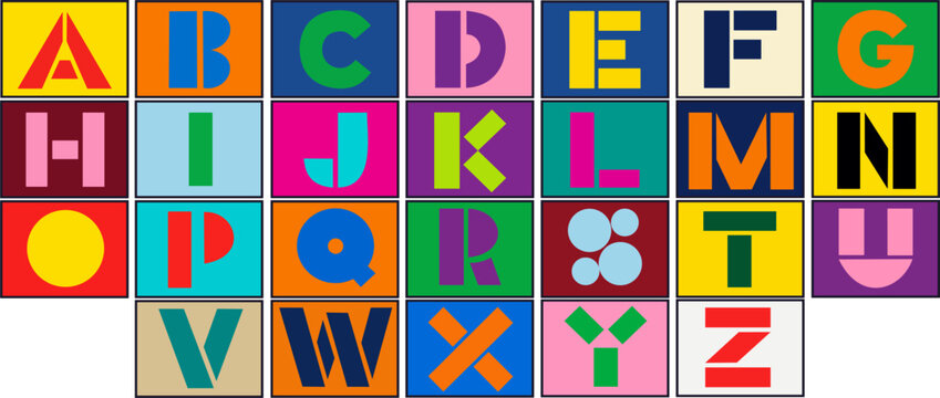 Colorful Geometric Alphabet Vector Set &ndash; ABC Letters for Education and Design