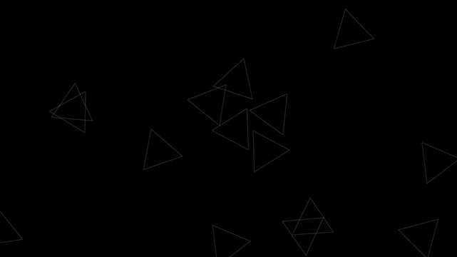 Minimalist animated floating triangle outlines geometric abstract shapes on dark background
