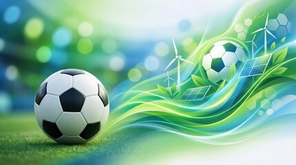 Fototapeta premium Sustainable Soccer Concept with Renewable Energy and Eco Friendly Sports Equipment