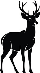 Fototapeta premium Deer silhouette, black deer icon, stag illustration, wildlife symbol