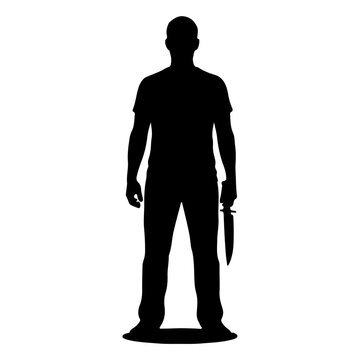 Silhouette of a Man Holding a Knife.