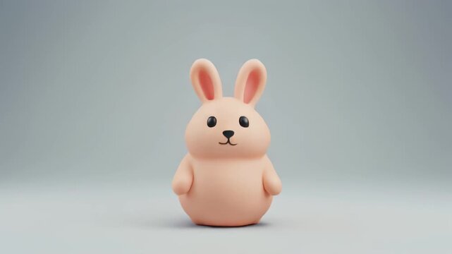ぷっくりうさぎアイコンが弾む明るいミニマル背景アニメーション
