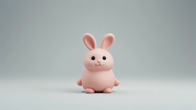 ぷっくりうさぎアイコンが弾む明るいミニマル背景アニメーション