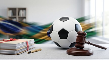 Fototapeta premium Legal Issues in Brazilian Soccer Sports Law and Regulation Concept