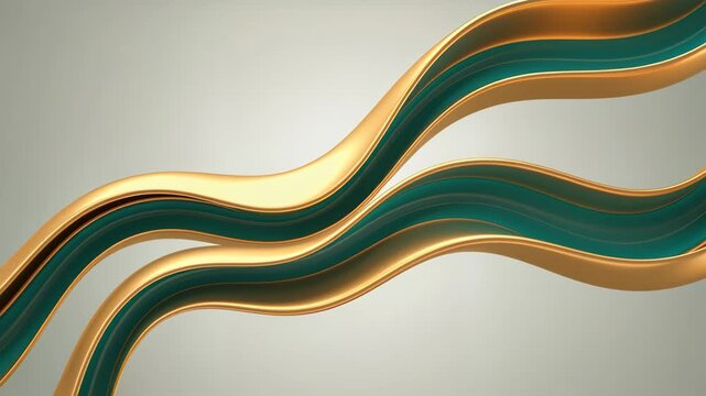 Golden Stream: Elegant ribbons of gold and teal gracefully flowing, creating a harmonious and luxurious composition that captivates the eye and evokes a sense of opulence and beauty.