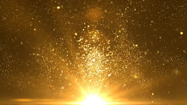 Bright golden sparks rising upwards on a dark background for awards or celebration ceremonies.