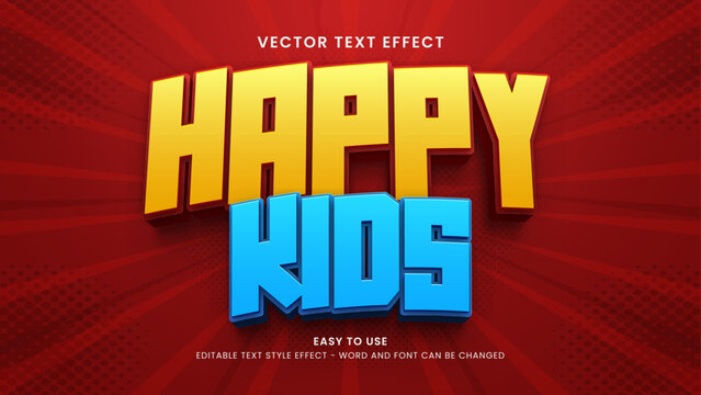 happy kids editable text effect 3d vector
