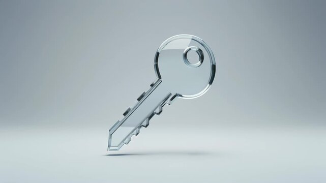 透明ガラスの鍵アイコンが象徴する先進的セキュリティ概念