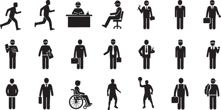 Collection of various people in different professions and activities
