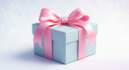 Obraz premium A minimalist flat pastel illustration of a delicate gift box tied with a soft silk bow, featuring a winter palette under gentle lighting, clean, flat design, knot
