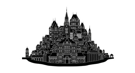 Obraz premium City Silhouette Illustration of Historic European Architecture ? Urban Concept