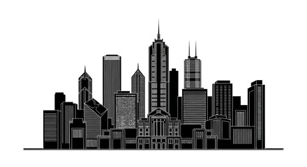 Obraz premium City Skyline Silhouette ? Modern Urban Architecture Vector Illustration