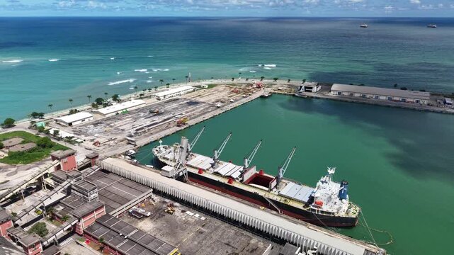 The Port of Macei&oacute; handles cargo and connects Alagoas to international trade, playing a strategic role in the economy of Brazil&rsquo;s northeastern coast - Macei&oacute;, Alagoas, Brazil