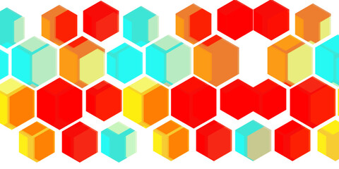 Fototapeta premium Colorful Geometric Cube Pattern Background With 3D Hexagonal Tiles For Abstract Design,vector illusatration